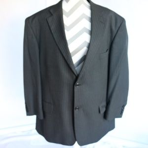 Men's Haggar Black Pinstripe Suit Jacket Size 46 R